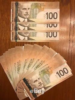 1X Canada Canadian $100 GEM UNC Banknote Bill Currency, Consecutive SN, 2004