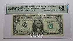 $1 1969 Radar Serial Number Federal Reserve Currency Bank Note Bill PMG UNC65EPQ