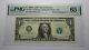$1 1988 Radar Serial Number Federal Reserve Currency Bank Note Bill Pmg Unc65epq