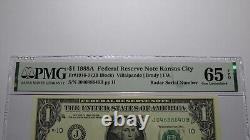 $1 1988 Radar Serial Number Federal Reserve Currency Bank Note Bill PMG UNC65EPQ
