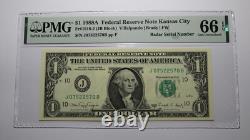 $1 1988 Radar Serial Number Federal Reserve Currency Bank Note Bill PMG UNC66EPQ
