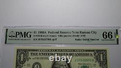 $1 1988 Radar Serial Number Federal Reserve Currency Bank Note Bill PMG UNC66EPQ