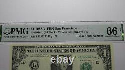 $1 1988 Radar Serial Number Federal Reserve Currency Bank Note Bill PMG UNC66EPQ