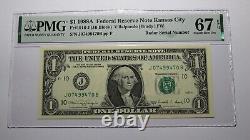 $1 1988 Radar Serial Number Federal Reserve Currency Bank Note Bill PMG UNC67EPQ