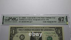 $1 1988 Radar Serial Number Federal Reserve Currency Bank Note Bill PMG UNC67EPQ