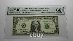 $1 1988 Repeater Serial Number Federal Reserve Currency Bank Note Bill PMG UNC66