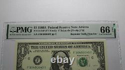 $1 1988 Repeater Serial Number Federal Reserve Currency Bank Note Bill PMG UNC66