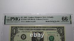 $1 1993 Radar Serial Number Federal Reserve Currency Bank Note Bill PMG UNC66EPQ