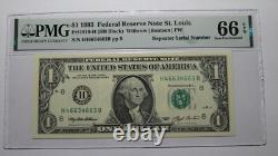 $1 1993 Repeater Serial Number Federal Reserve Currency Bank Note Bill PMG UNC66