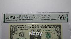 $1 1993 Repeater Serial Number Federal Reserve Currency Bank Note Bill PMG UNC66