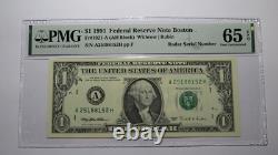 $1 1995 Radar Serial Number Federal Reserve Currency Bank Note Bill PMG UNC65EPQ