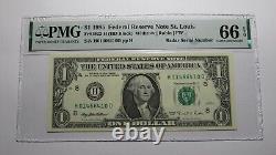 $1 1995 Radar Serial Number Federal Reserve Currency Bank Note Bill PMG UNC66EPQ