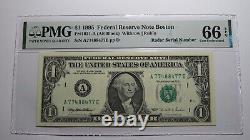 $1 1995 Radar Serial Number Federal Reserve Currency Bank Note Bill PMG UNC66EPQ
