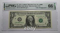 $1 1995 Radar Serial Number Federal Reserve Currency Bank Note Bill PMG UNC66EPQ