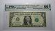 $1 1995 Radar Serial Number Federal Reserve Currency Bank Note Bill Pmg Unc66epq
