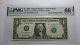 $1 1995 Radar Serial Number Federal Reserve Currency Bank Note Bill Pmg Unc66epq