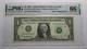 $1 1995 Radar Serial Number Federal Reserve Currency Bank Note Bill Pmg Unc66epq