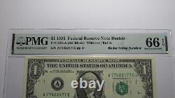 $1 1995 Radar Serial Number Federal Reserve Currency Bank Note Bill PMG UNC66EPQ