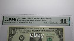 $1 1995 Radar Serial Number Federal Reserve Currency Bank Note Bill PMG UNC66EPQ