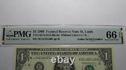 $1 1995 Radar Serial Number Federal Reserve Currency Bank Note Bill PMG UNC66EPQ