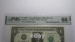 $1 1995 Radar Serial Number Federal Reserve Currency Bank Note Bill PMG UNC66EPQ