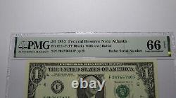 $1 1995 Radar Serial Number Federal Reserve Currency Bank Note Bill PMG UNC66EPQ