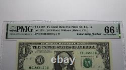 $1 1995 Radar Serial Number Federal Reserve Currency Bank Note Bill PMG UNC66EPQ