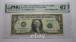 $1 1995 Radar Serial Number Federal Reserve Currency Bank Note Bill PMG UNC67EPQ