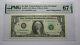 $1 1995 Radar Serial Number Federal Reserve Currency Bank Note Bill Pmg Unc67epq