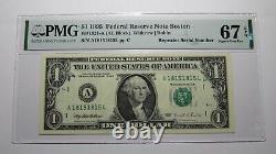 $1 1995 Repeater Serial Number Federal Reserve Currency Bank Note Bill PMG UNC67
