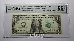 $1 2001 Radar Serial Number Federal Reserve Currency Bank Note Bill PMG UNC66EPQ