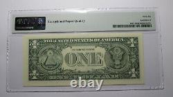 $1 2001 Radar Serial Number Federal Reserve Currency Bank Note Bill PMG UNC66EPQ