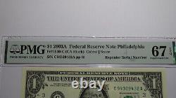$1 2003A Repeater Serial Number Federal Reserve Currency Bank Note Bill UNC67EPQ