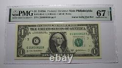 $1 2003 Radar Serial Number Federal Reserve Currency Bank Note Bill PMG UNC67EPQ
