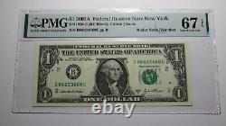 $1 2003 Radar Serial Number Federal Reserve Currency Bank Note Bill PMG UNC67EPQ