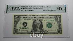 $1 2003 Radar Serial Number Federal Reserve Currency Bank Note Bill PMG UNC67EPQ
