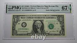 $1 2003 Radar Serial Number Federal Reserve Currency Bank Note Bill PMG UNC67EPQ
