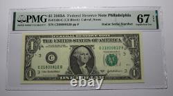 $1 2003 Radar Serial Number Federal Reserve Currency Bank Note Bill PMG UNC67EPQ