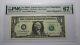$1 2003 Radar Serial Number Federal Reserve Currency Bank Note Bill Pmg Unc67epq