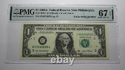 $1 2003 Radar Serial Number Federal Reserve Currency Bank Note Bill PMG UNC67EPQ