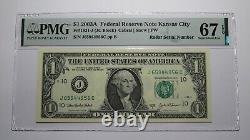 $1 2003 Radar Serial Number Federal Reserve Currency Bank Note Bill PMG UNC67EPQ