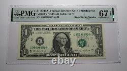 $1 2003 Radar Serial Number Federal Reserve Currency Bank Note Bill PMG UNC67EPQ