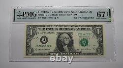 $1 2003 Radar Serial Number Federal Reserve Currency Bank Note Bill PMG UNC67EPQ