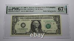 $1 2003 Radar Serial Number Federal Reserve Currency Bank Note Bill PMG UNC67EPQ