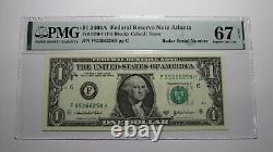 $1 2003 Radar Serial Number Federal Reserve Currency Bank Note Bill PMG UNC67EPQ