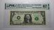 $1 2003 Radar Serial Number Federal Reserve Currency Bank Note Bill Pmg Unc67epq