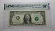 $1 2003 Radar Serial Number Federal Reserve Currency Bank Note Bill Pmg Unc67epq