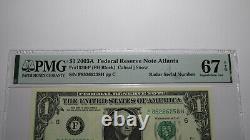 $1 2003 Radar Serial Number Federal Reserve Currency Bank Note Bill PMG UNC67EPQ