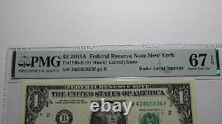 $1 2003 Radar Serial Number Federal Reserve Currency Bank Note Bill PMG UNC67EPQ