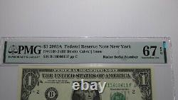 $1 2003 Radar Serial Number Federal Reserve Currency Bank Note Bill PMG UNC67EPQ